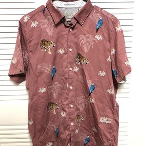 Ted Baker Tiger Bird Print S/S Shirt Sz 4 Large